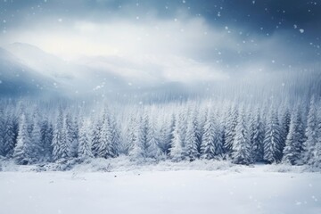 winter background with pine tree covered by snow