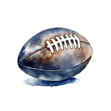 ball football American, made of watercolor, gouache paint, white background, isolated, generative ai