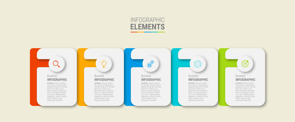 Business infographic template design icons 5 options or steps