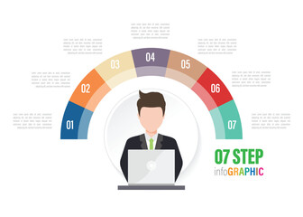 employee half circle Pie charts for infographics. Elements with 3, 4, 5, 6, 7, 8, 9, 10 steps, options.