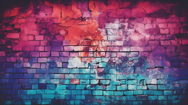Purple red brown old brick wall © Harshal