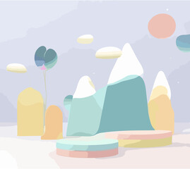Obraz premium Pastel 3D Wonderland: Dreamy and Colorful Background for a Magical and Whimsical Atmosphere