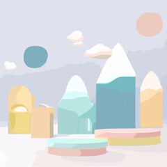 Pastel 3D Wonderland: Dreamy and Colorful Background for a Magical and Whimsical Atmosphere