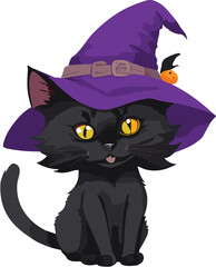 Spooky Cat Halloween: Feline Elegance Meets Halloween Mystery in this Whimsical Cat Costume Illustration