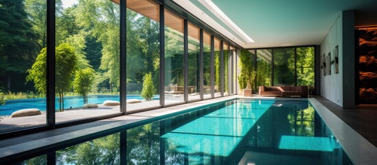 Obraz premium Architectural design of opulent villa including indoor pool