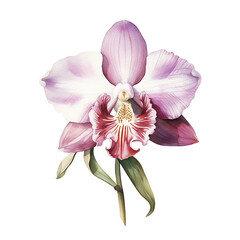 Fototapeta na wymiar orchid, made of watercolor, gouache paint, white background, isolated, generative ai