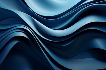 Dark blue paper waves abstract banner design. Elegant wavy vector background made with AI