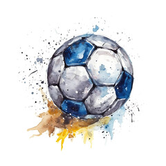 Naklejka premium soccer, football, made of watercolor, gouache ink, white background, isolated, generative ai