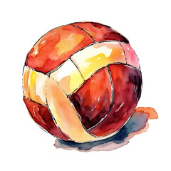 ball, made of watercolor, gouache ink, white background, isolated, generative ai