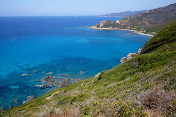Fototapeta na wymiar Holidays in southern Corsica. Discovery of the Sanguinaires Islands, next to the city of Ajaccio