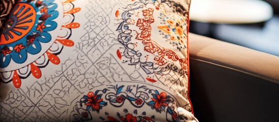 Detailed close up photo of a decorative pillow