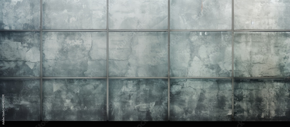 Poster Background texture of a glass wall with a frosted and transparent effect in a modern building with old windows and walls including an industrial concrete window