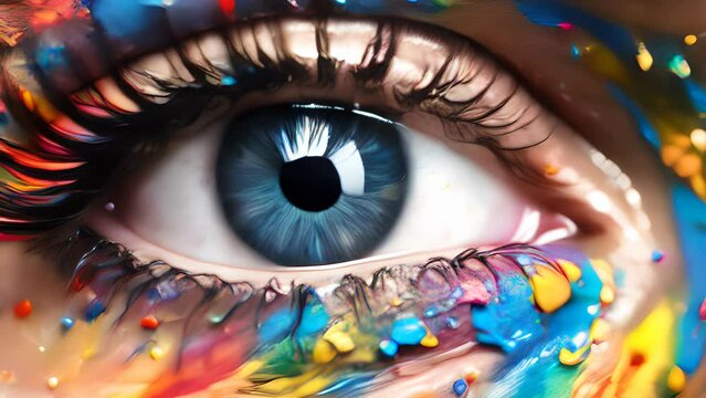 A vibrant and artistic eye covered in