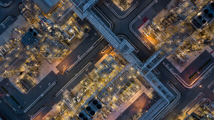 Aerial view power plant for oil refinery petrochemical industrial, Oil  refinery factory power...