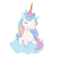 Image featuring a cute pink unicorn in cartoon style