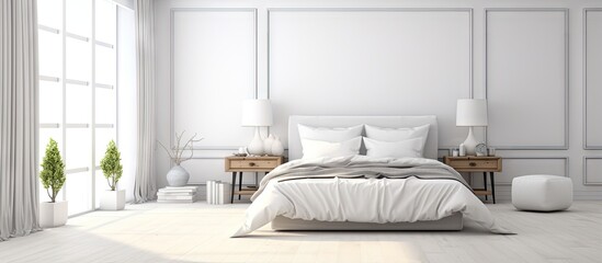 a contemporary Scandinavian style bedroom in white