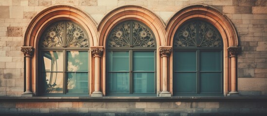 Fototapeta na wymiar Decorative arch window in old building