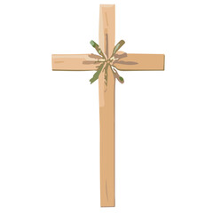 Blessed Union Wedding Flower with Cross  Religious Floral Illustration for Nuptial Celebrations