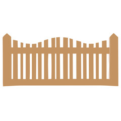 Isolated Wooden Fence with Brown Planks and Grass Background - Vector Illustration for Garden Design and Nature Protection