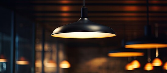 Closed restaurant with a modern black ceiling lamp