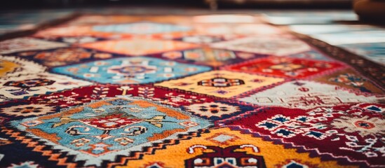 Central Asian style carpet crafted with vibrant colors
