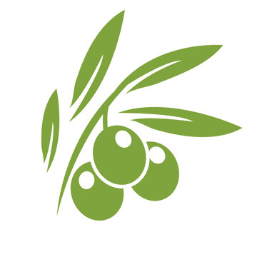 recommend clip art: Green olives with leaves, green olive branches, olive icon with leaves flat vector illustration isolated on white background.