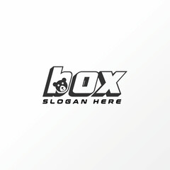 Logo design graphic concept creative abstract premium vector stock sign letter word BOX 3D font with funny panda zoo Related animal game children shop © Ags_Byn