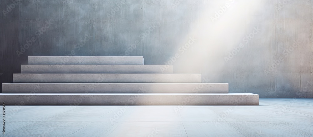 Poster concrete steps ascend to the entire vertical frame