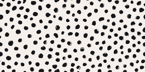 Randomly placed polka dots, hand drawn spots Seamless pattern with doodle circles and geometric shapes. Trendy hand drawn textures. Modern abstract design for paper, cover, fabric, interior decor