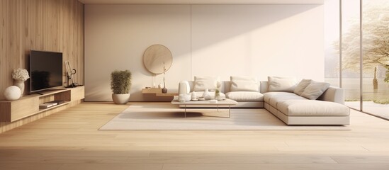 Computer generated a modern luxurious living room illustration with bright interiors