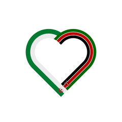 unity concept. heart ribbon icon of algeria and kenya flags. vector illustration isolated on white background