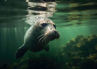 Fototapeta premium Common seal or Harbor Seal