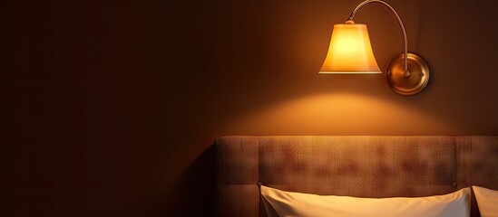 A golden lit wall light for a single bedroom