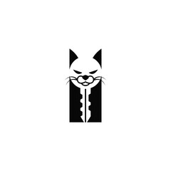 Cat and key logo design.