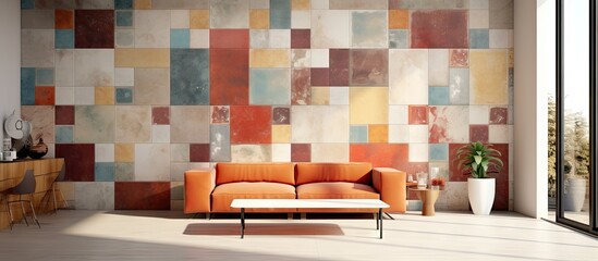 Abstract home decor with multicolor digital wall tiles design for interior using ceramic wall tile texture