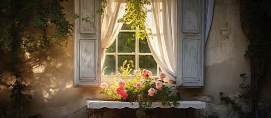 Backlit curtain enhances romantic French window