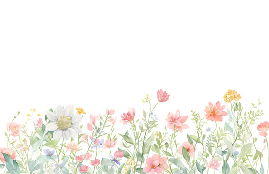 Spring and summer Background watercolor arrangements with small © Nisit