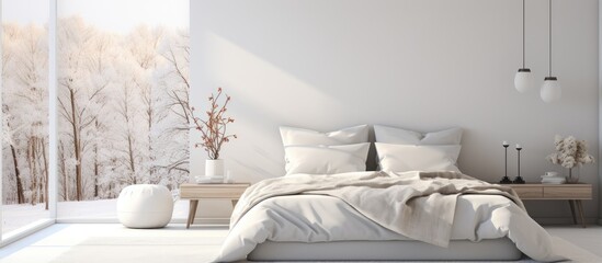 a contemporary Scandinavian style bedroom in white