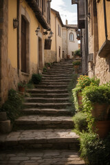 Fototapeta na wymiar stairs in medieval town
