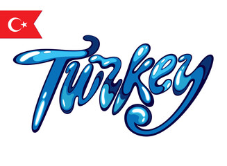 Turkey flag ribbon. Turkey typography lettering logo label banner