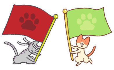 応援する猫のイラストセット