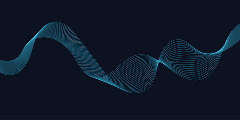 Abstract vector background with blue wavy lines. Blue wave background. Blue lines vector illustration. Curved wave. Abstract wave element for design.