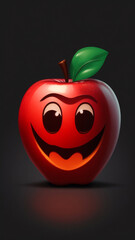 red apple on black