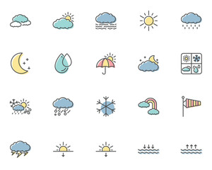set of weather icons, rain, season, climate