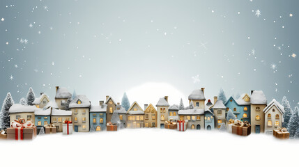 christmas village with nightsky, stars and snow