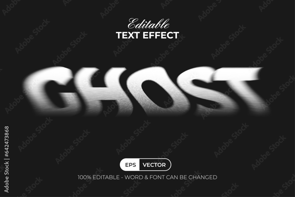 Poster ghost text effect blurry wave style. editable text effect.