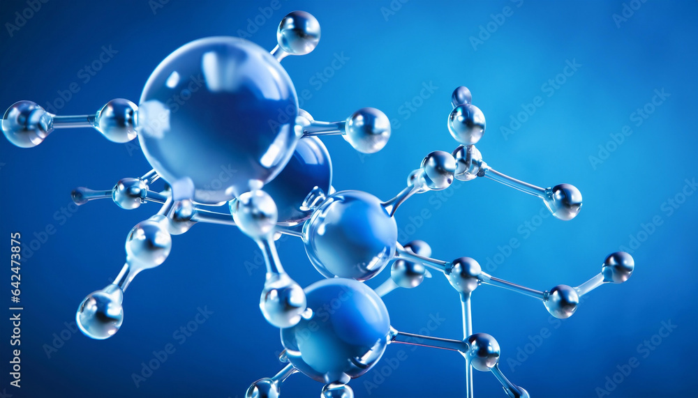 Aufkleber science background with molecula and atom model. abstract molecular structure.