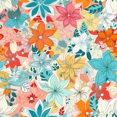 "Blooming Pixels: Vibrant AI Floral Patterns". Seamless Pattern.