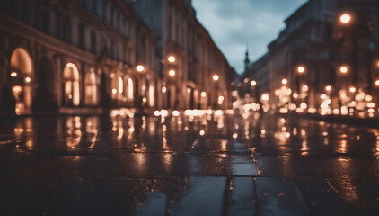 Bokeh of old town lights perfect for travel and blurred walkways in brown tones Genative AI