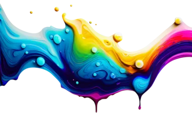 Gordijnen Vibrant cmyk colored liquids paint splash. Abstract art background of color splatter fluid. AI Generative © SolaruS